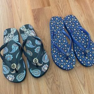 two double pair of tory burch sandals.